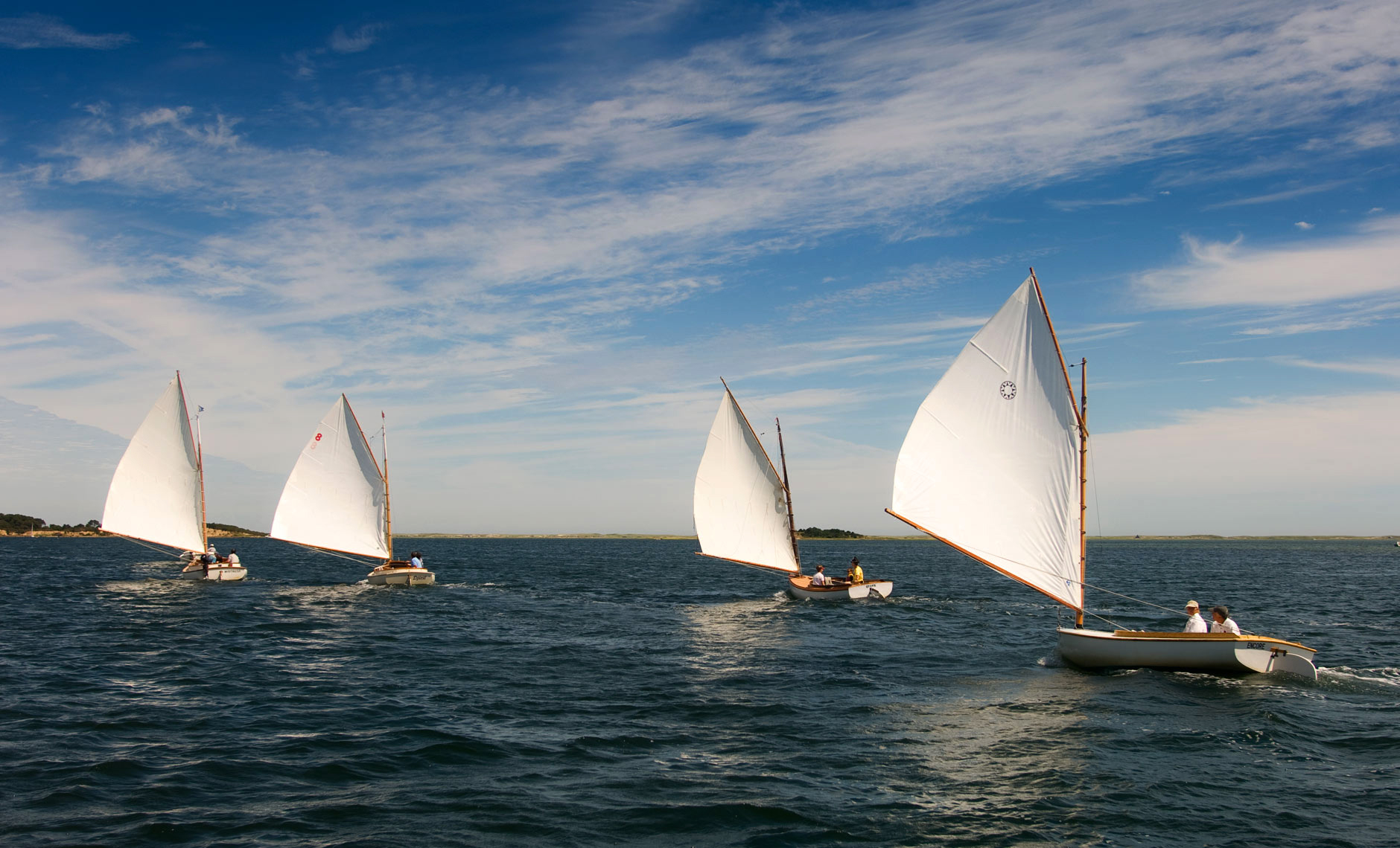 4 Small Catboats Racing In Pleasant Bay Cape Cod